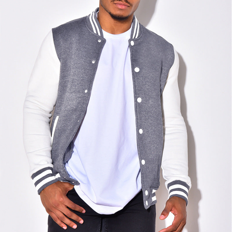 Men's Nano Retro Sports Bomber Jacket with Press Button Placket, Contrast Sleeves and Ribbed Cuffs Mune Fashion