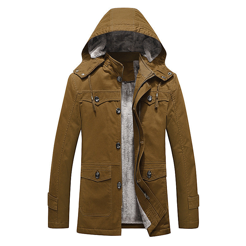 Men's padded canvas parka with fixed hood, cozy teddy inner lining, and multiple pockets Mune Fashion