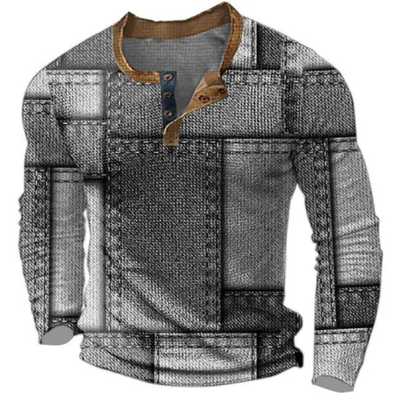 Men's sporty long-sleeve shirt with button placket Mune Fashion
