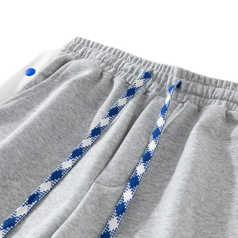 Men's jogging pants with snap button side stripes, elastic waistband & drawstring Mune Fashion