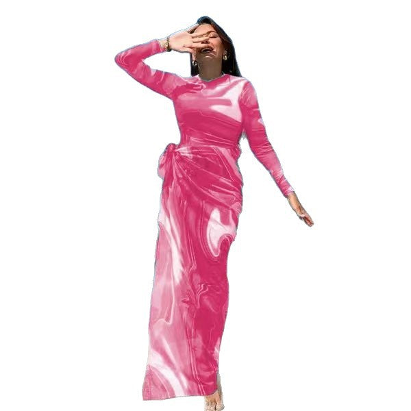 Women Elegant Long-Sleeve Beach Dress in Flowing Design Mune Fashion