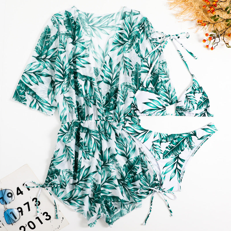 Women's bikini set with transparent cover-up and fashionable geometric pattern Mune Fashion