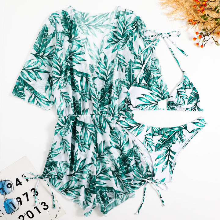 Women's bikini set with transparent cover-up and fashionable geometric pattern Mune Fashion