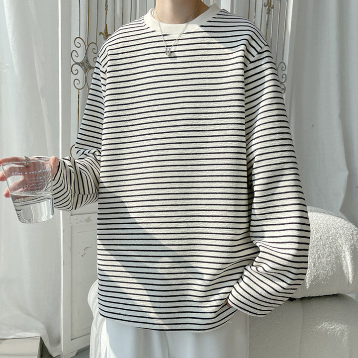 Unisex Casual Striped Long Sleeve T-Shirt Mune Fashion