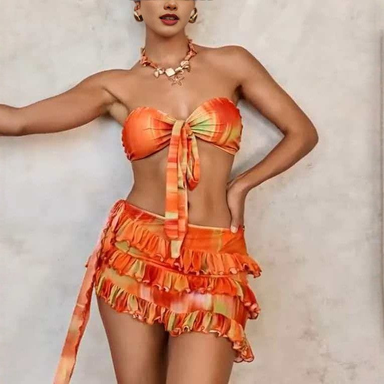 Women's bandeau bikini set with ruffles and wrap Mune Fashion