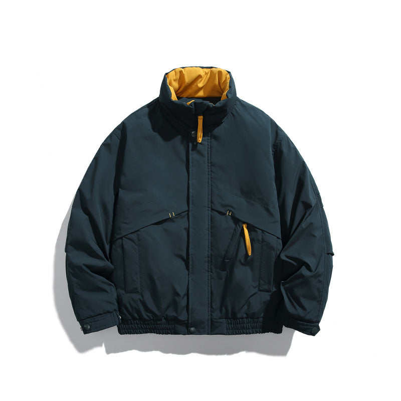 Unisex Boxy Padded Short Jacket with Asymmetric Pockets and High Stand-up Collar Mune Fashion