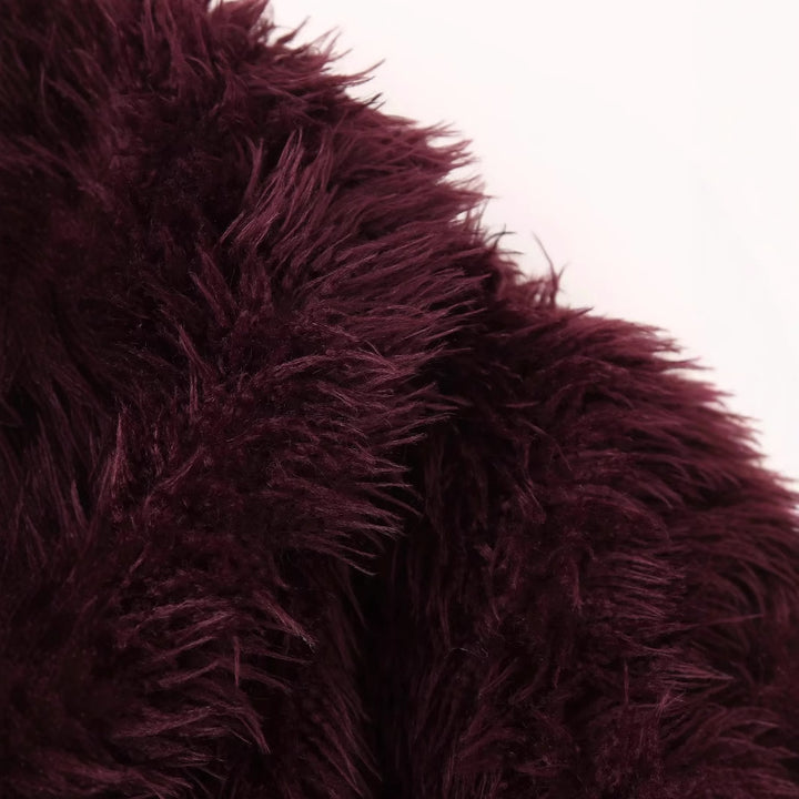 Ladies short-cut faux fur bomber jacket with full pile and shawl collar Mune Fashion