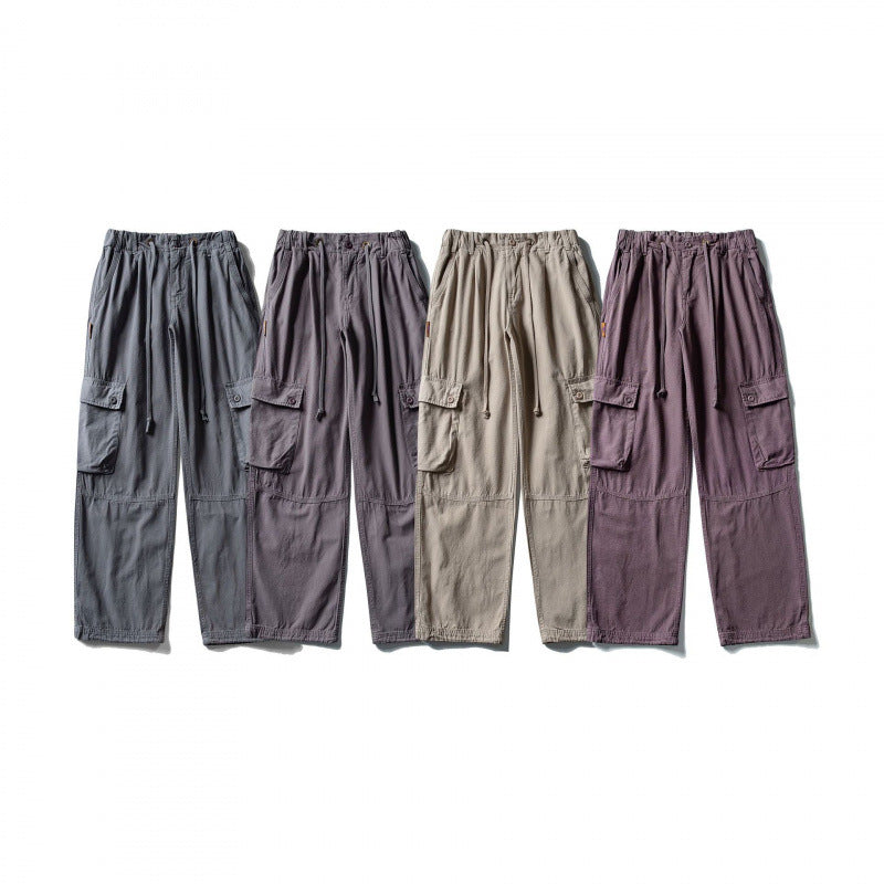 Men's cargo pants with wide leg, elastic drawstring waistband, and patch flap pockets Mune Fashion