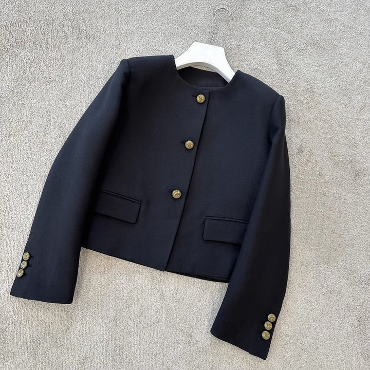 Women Elegant Blazer Jacket with High Collar Mune Fashion