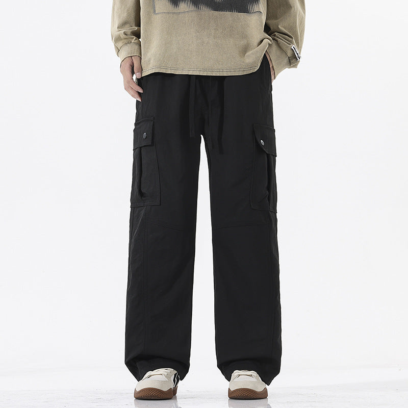 Men's Oversized Cargo Pants in Utility Style with Drawstring Waistband and Large Flap Pockets Mune Fashion