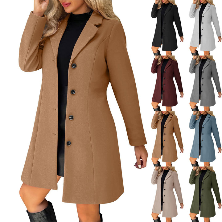 Women Tailored Short Coat with Lapel Collar and Concealed Button Placket Mune Fashion