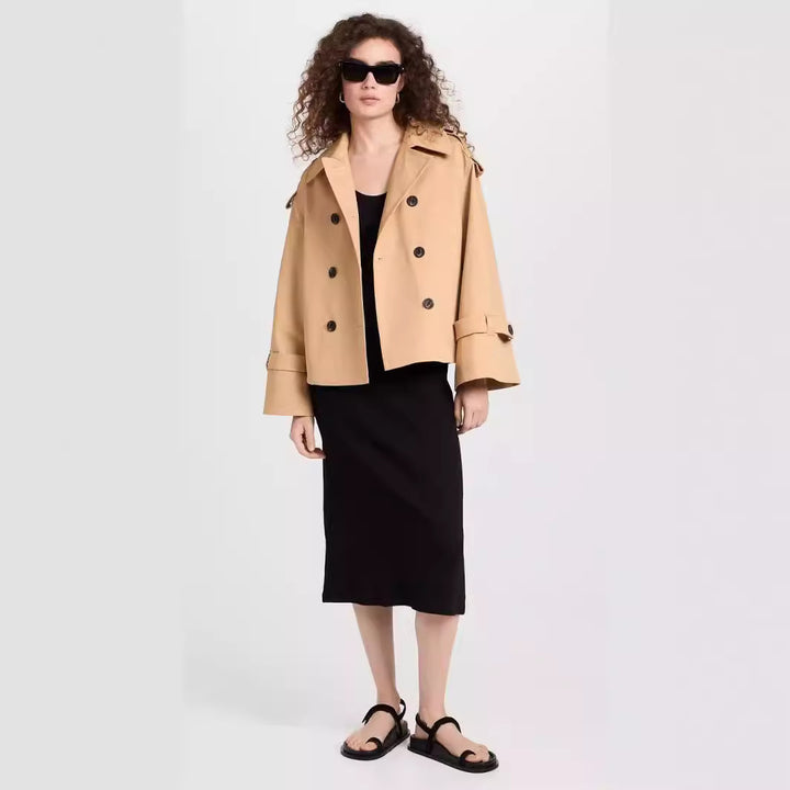 Women's Short Double-Breasted Trench Coat in Boxy Cut Mune Fashion