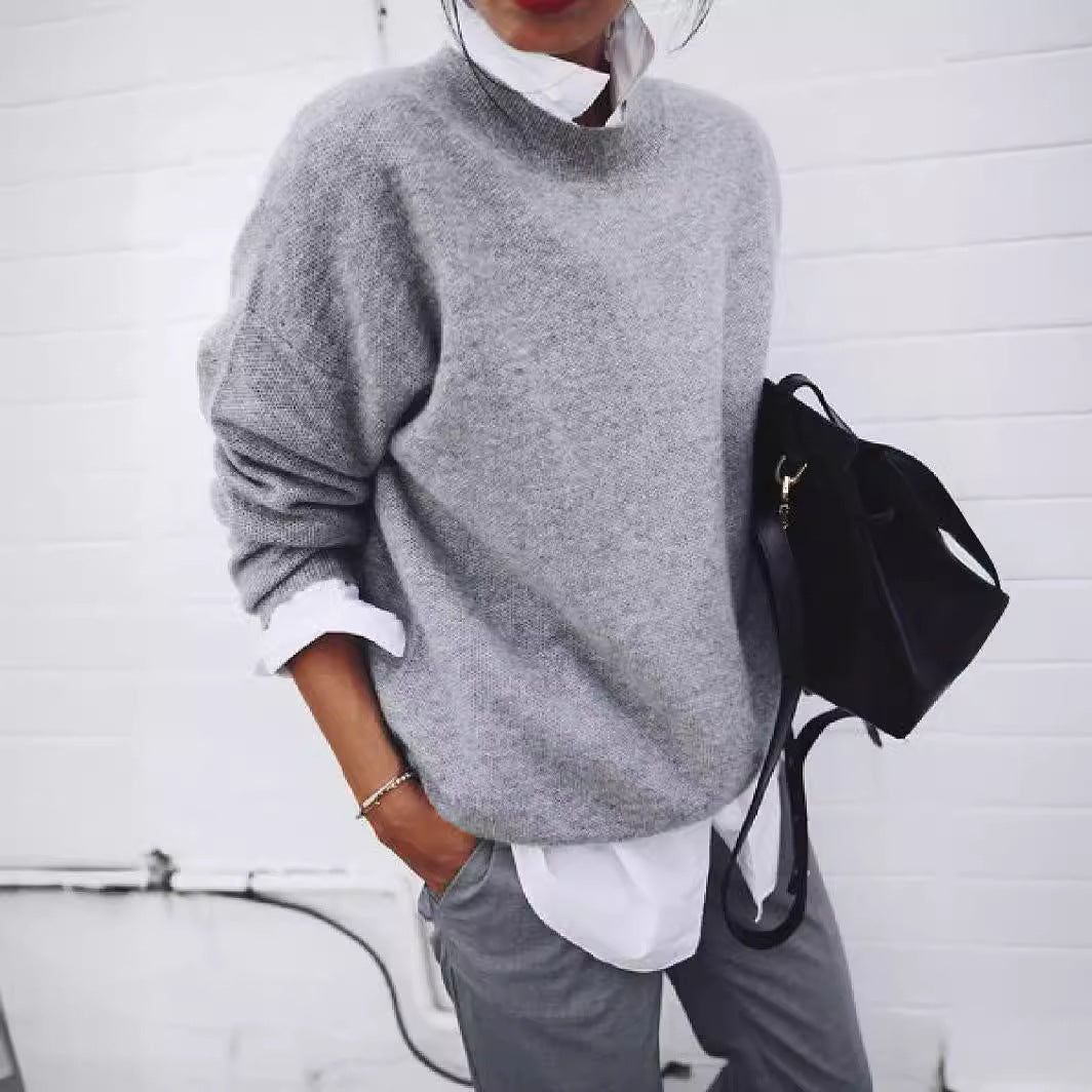 Women Oversize Cuddly Knit Sweater with Loose Fit, Dropped Shoulder and Mohair Look Mune Fashion