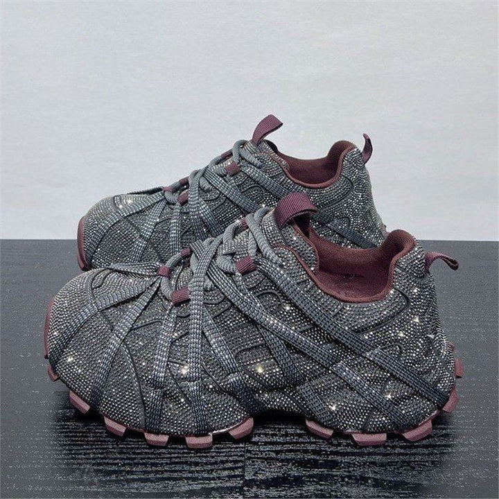 Ladies Glamorous Chunky Sneakers with full rhinestone embellishment and profiled rubber sole Mune Fashion