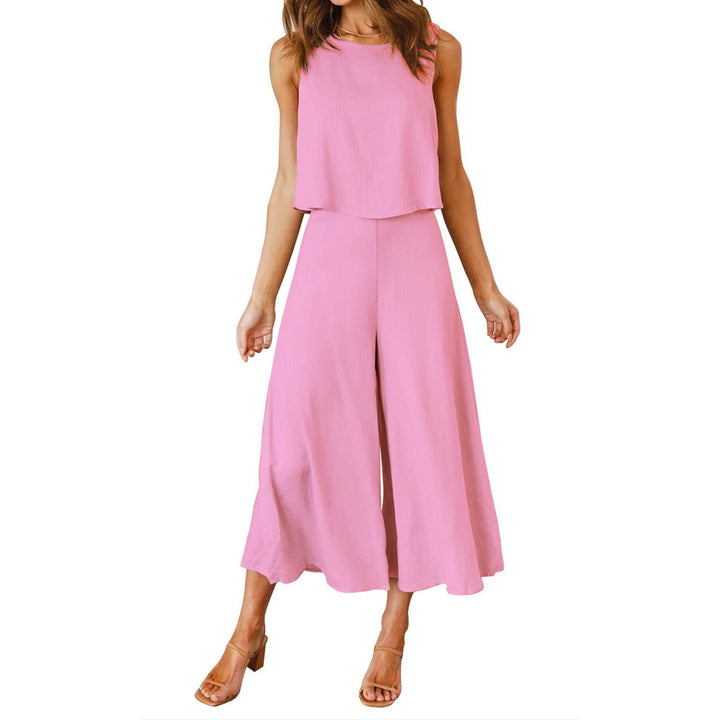 Women Airy Jumpsuit with Flowing Leg and Sleeveless Design Mune Fashion