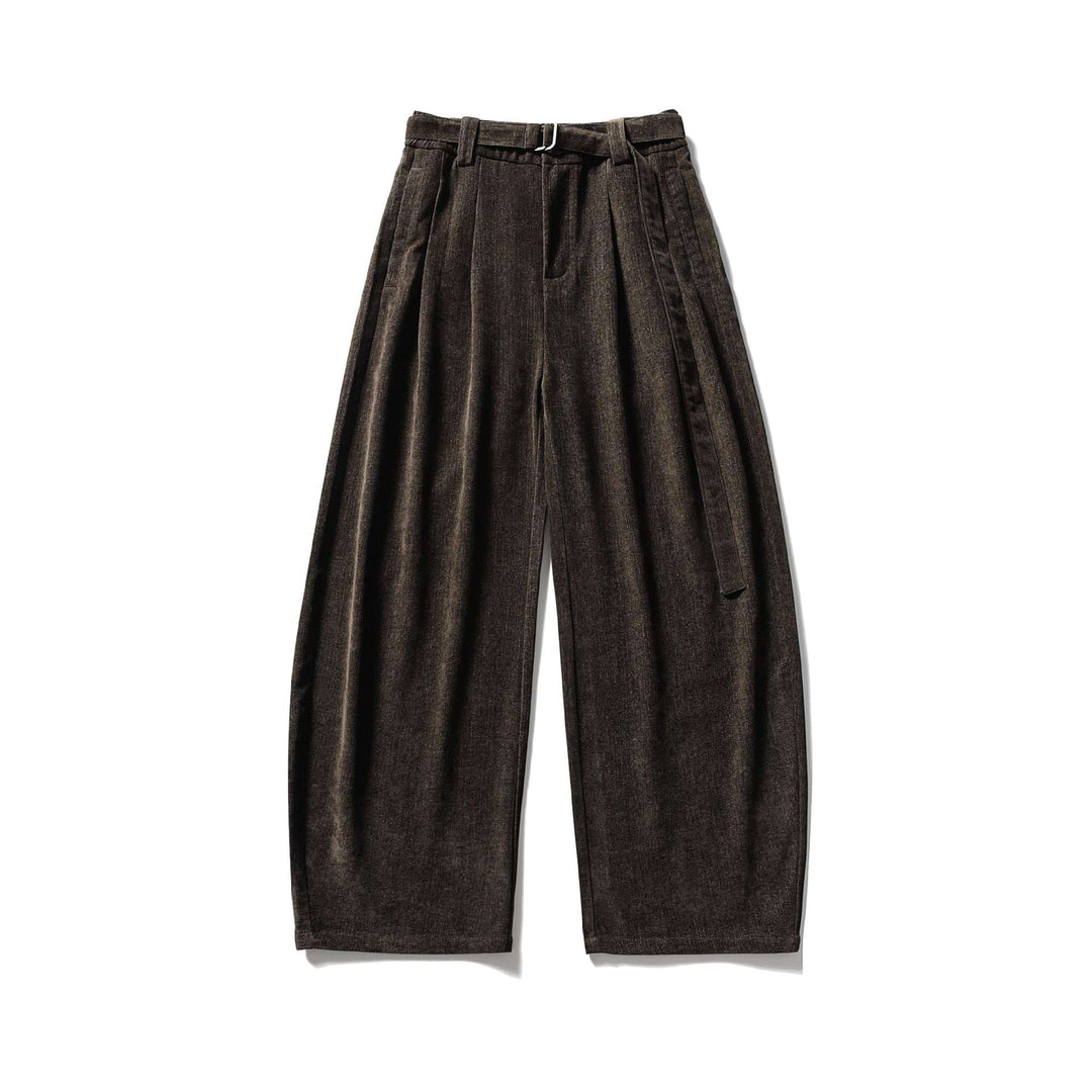 Women Wide High-Waisted Pleated Trousers with Belt Mune Fashion