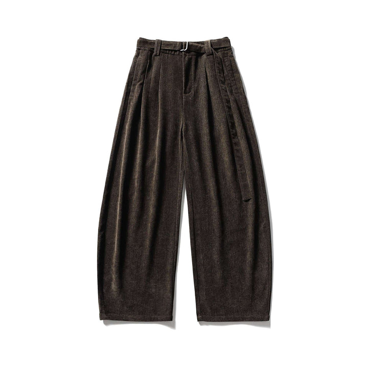 Women Wide High-Waisted Pleated Trousers with Belt Mune Fashion