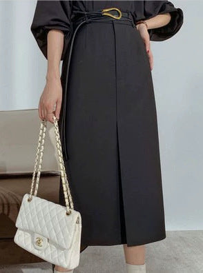 Women Elegant Midi Skirt with High Waist Mune Fashion