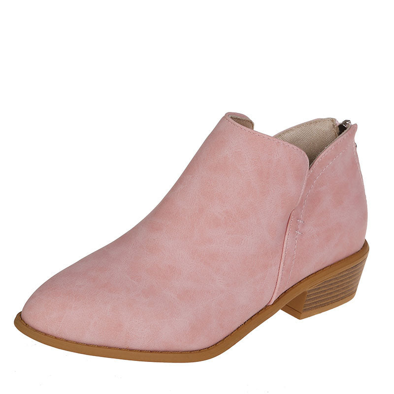 Women's pointed toe slip-on ankle boots with small block heel and ergonomic comfort footbed Mune Fashion