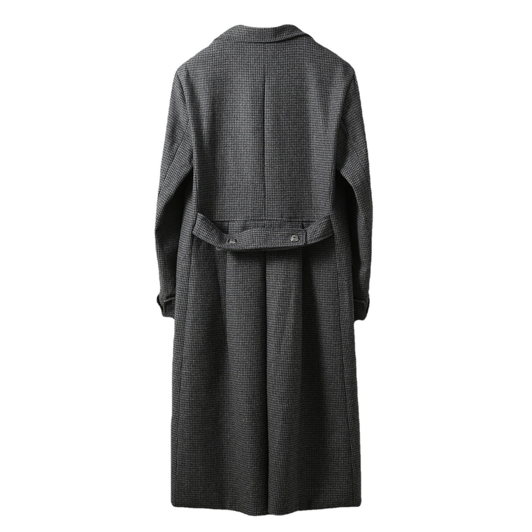 Men's Elegant long cut wool coat with double row and flap pockets Mune Fashion