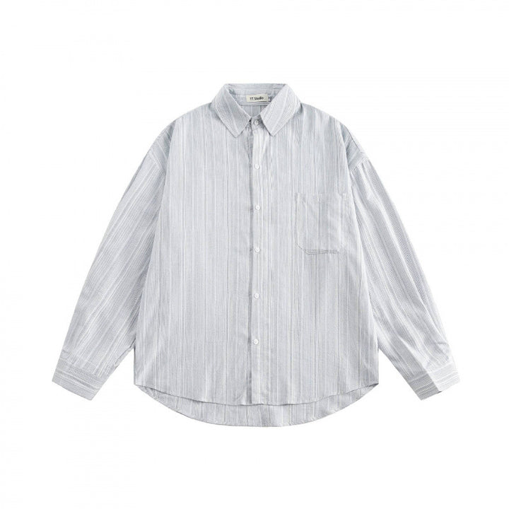 Unisex Oversize striped shirt with chest pocket and rounded hem Mune Fashion