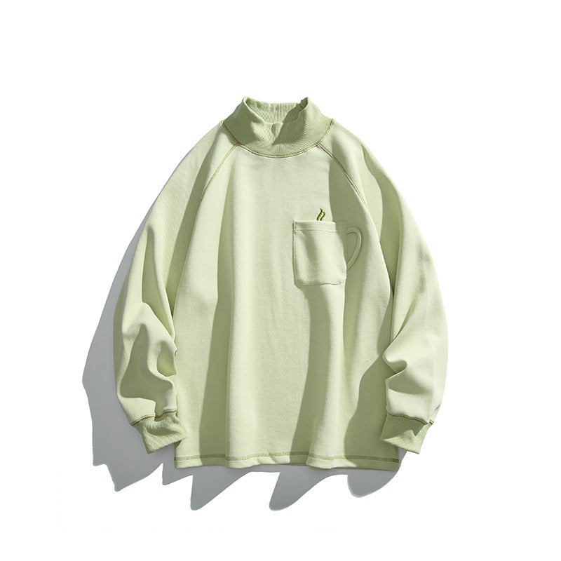 Unisex Oversize-Half-Collar Sweatshirt with Raglan Sleeves and Brust Pocket Mune Fashion