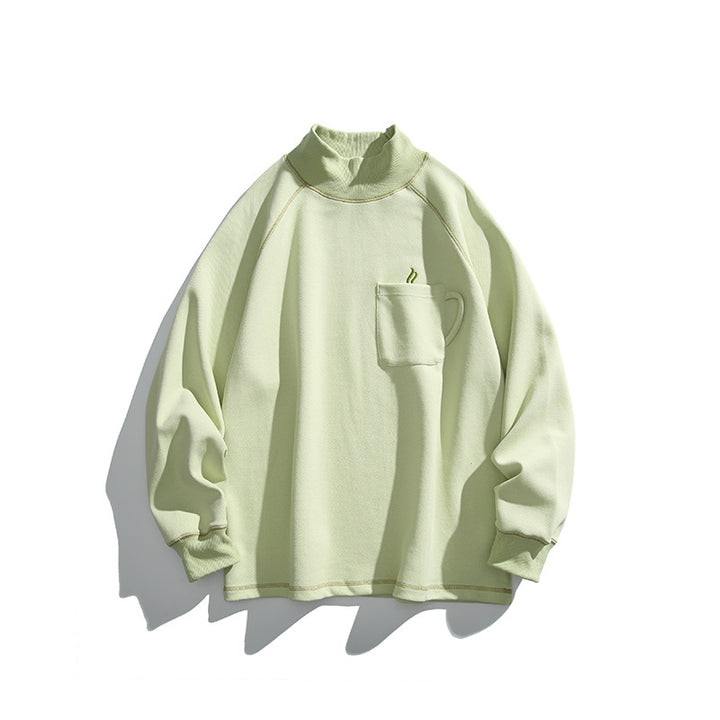 Unisex Oversize-Half-Collar Sweatshirt with Raglan Sleeves and Brust Pocket Mune Fashion