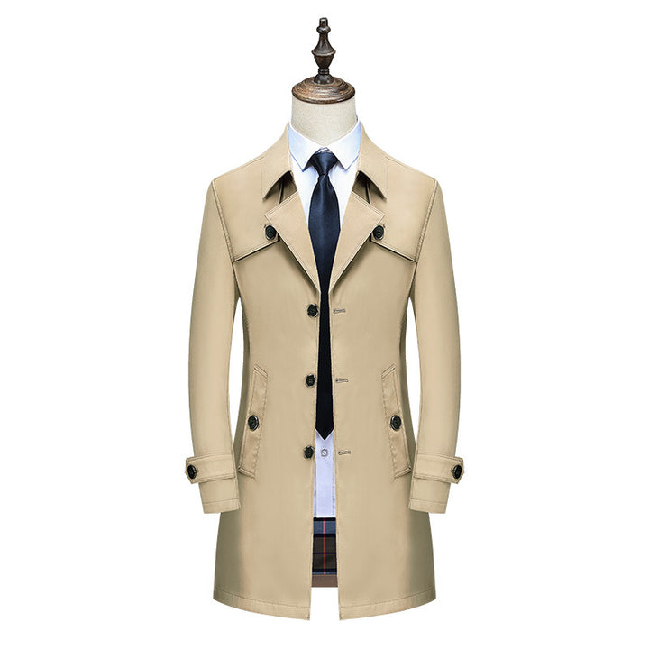 Men's Classic Trench Coat with Checked Lining and Weather Protection Mune Fashion