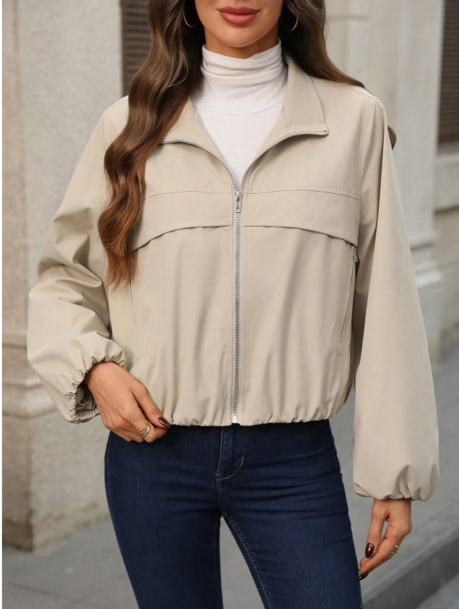 Women Trendy cropped faux leather jacket