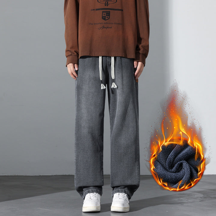 Men's Loose Vintage Denim Casual Pants with Drawstring and Relaxed Fit Mune Fashion