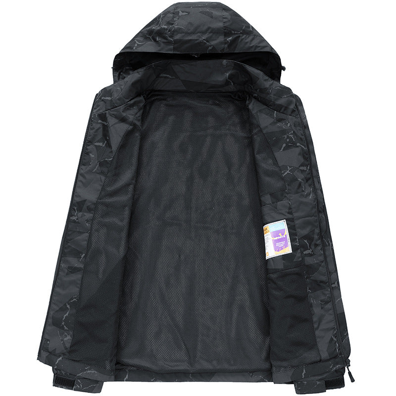 Men's nano wind and waterproof camo rain jacket with welded seams and mesh inner lining Mune Fashion