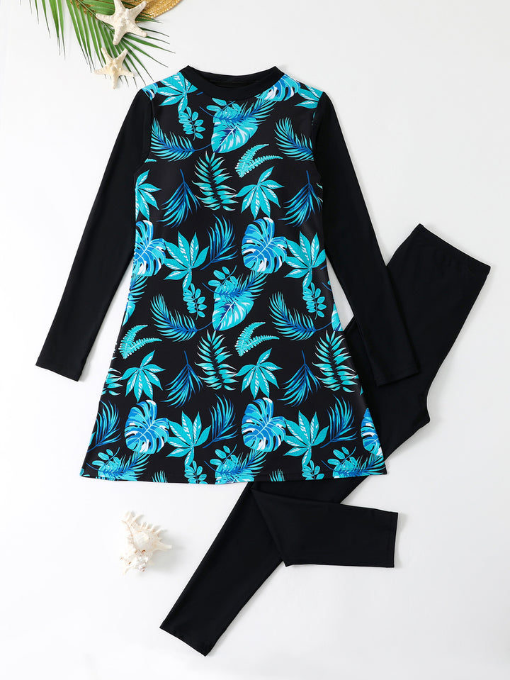 Women's stylish long sleeve swimsuit with skirt Mune Fashion