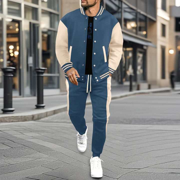 Men's College Training Suit made of cotton blend with quilted college jacket and tapered jogging pants Mune Fashion