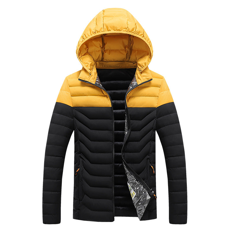 Men's ultra-light quilted hooded jacket with chevron quilting, windproof outer layer and thermal lining Mune Fashion