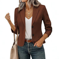 Ladies tailored short blazer with decorative buttons and three-quarter sleeves Mune Fashion