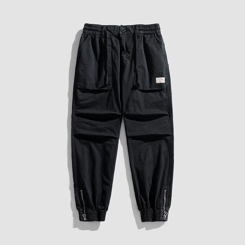Men's Relaxed-Fit Cargo Jogger with Drawstring Waist, Knee Pleats and Zip Cuffs Mune Fashion