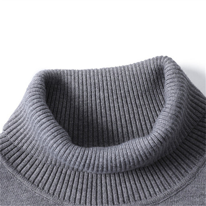 Men's fitted fine knit roll neck sweater with ribbed structure on sleeves and cuffs Mune Fashion