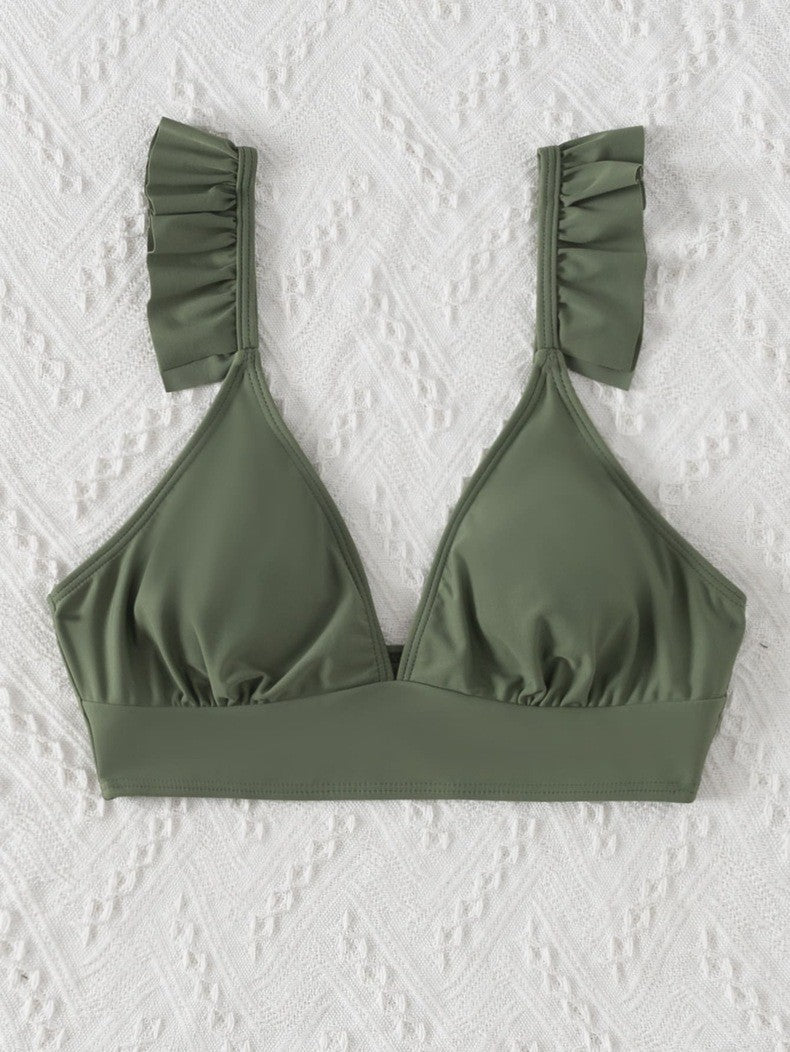 Women Triangle Bikini Top with Voluminous Ruffle Details Mune Fashion