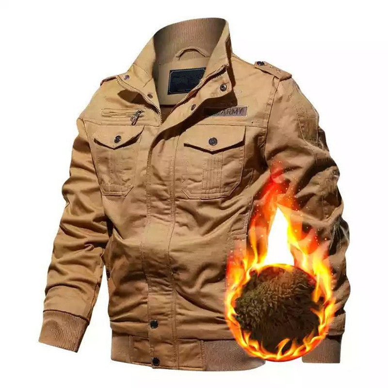 Men's cotton canvas bomber jacket with padded thermal lining and shoulder epaulettes Mune Fashion