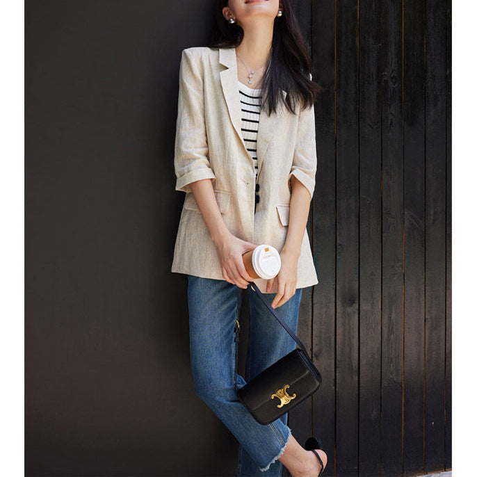 Women's Fashionable Linen Blazer Mune Fashion