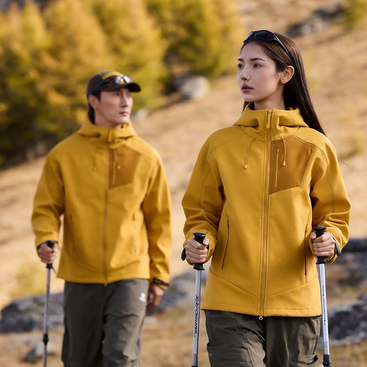 Unisex Softshell Outdoor Jacket with Hood, windproof and elastic Mune Fashion