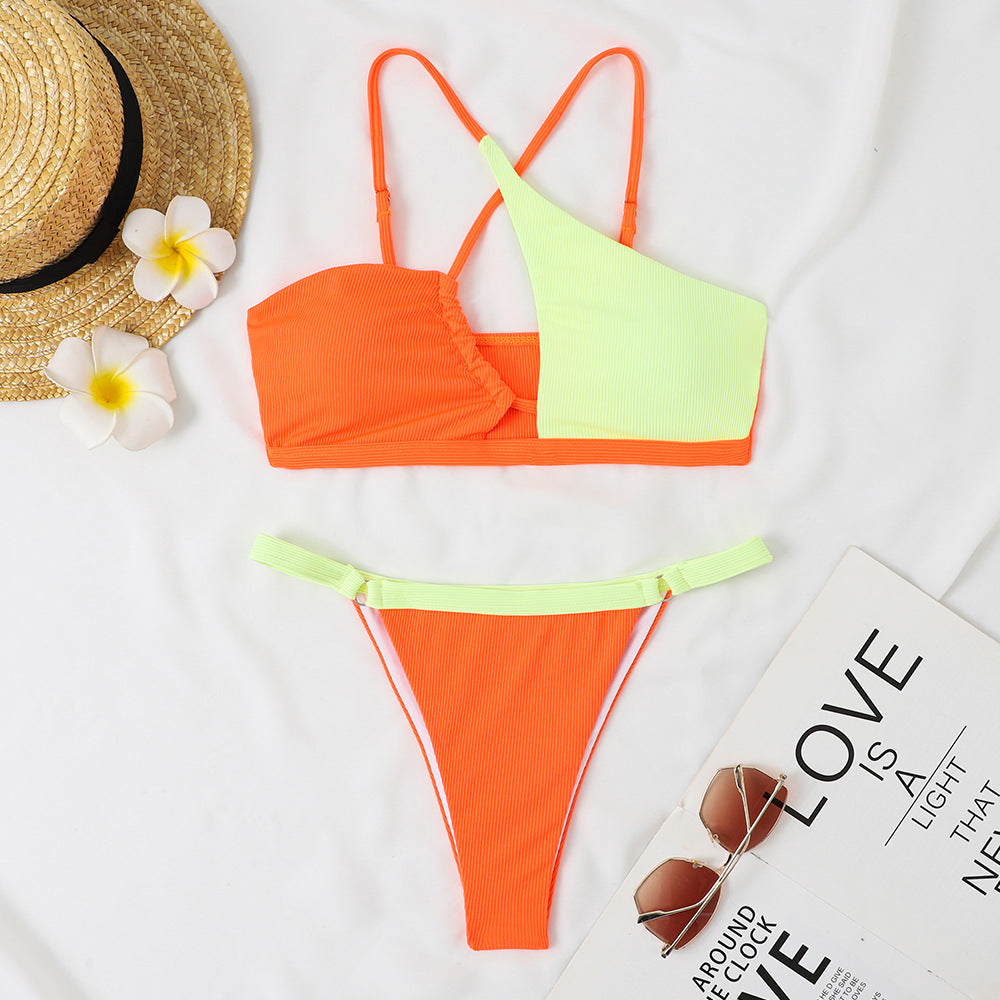 Women's bikini set with asymmetric top and high cut leg Mune Fashion