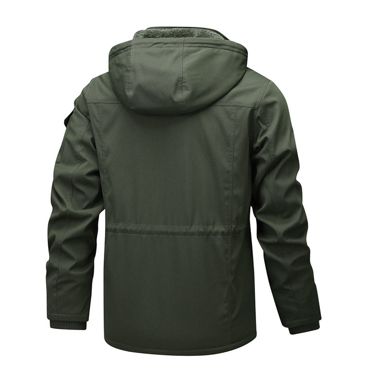 Men's Military-Inspired Canvas Parka with Teddy Fleece Lining and Adjustable Waist Drawstring Mune Fashion
