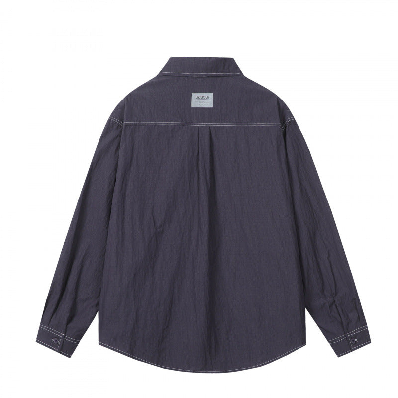 Men's overshirt in boxy cut with contrast stitching and patch chest pockets Mune Fashion
