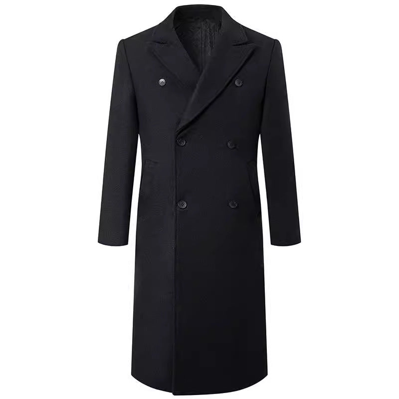 Men's double-breasted long wool coat with quilted lining Mune Fashion