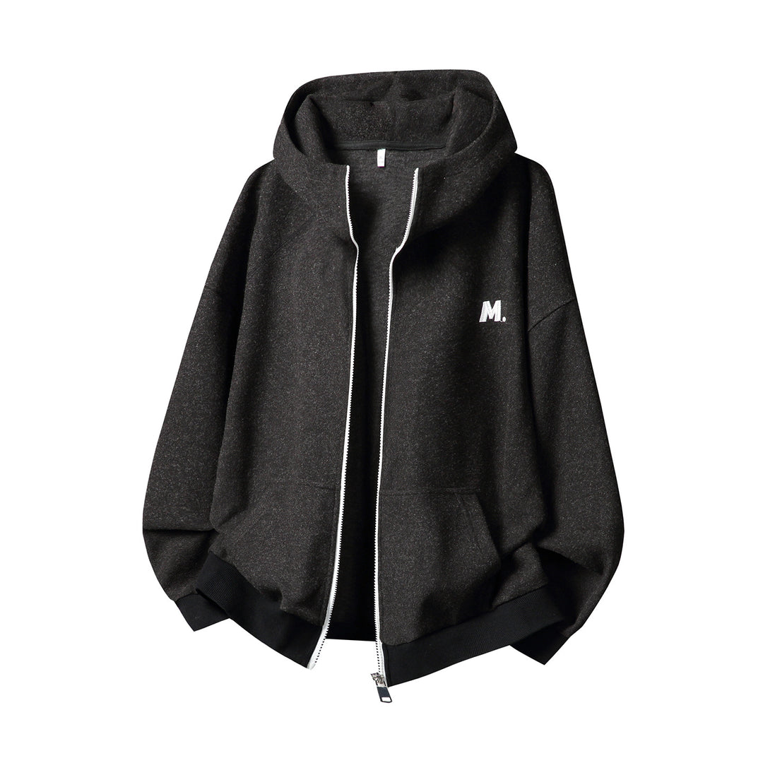 Unisex Oversize Hoodie Sweatjacke with all-over zipper and minimalist chest embroidery Mune Fashion