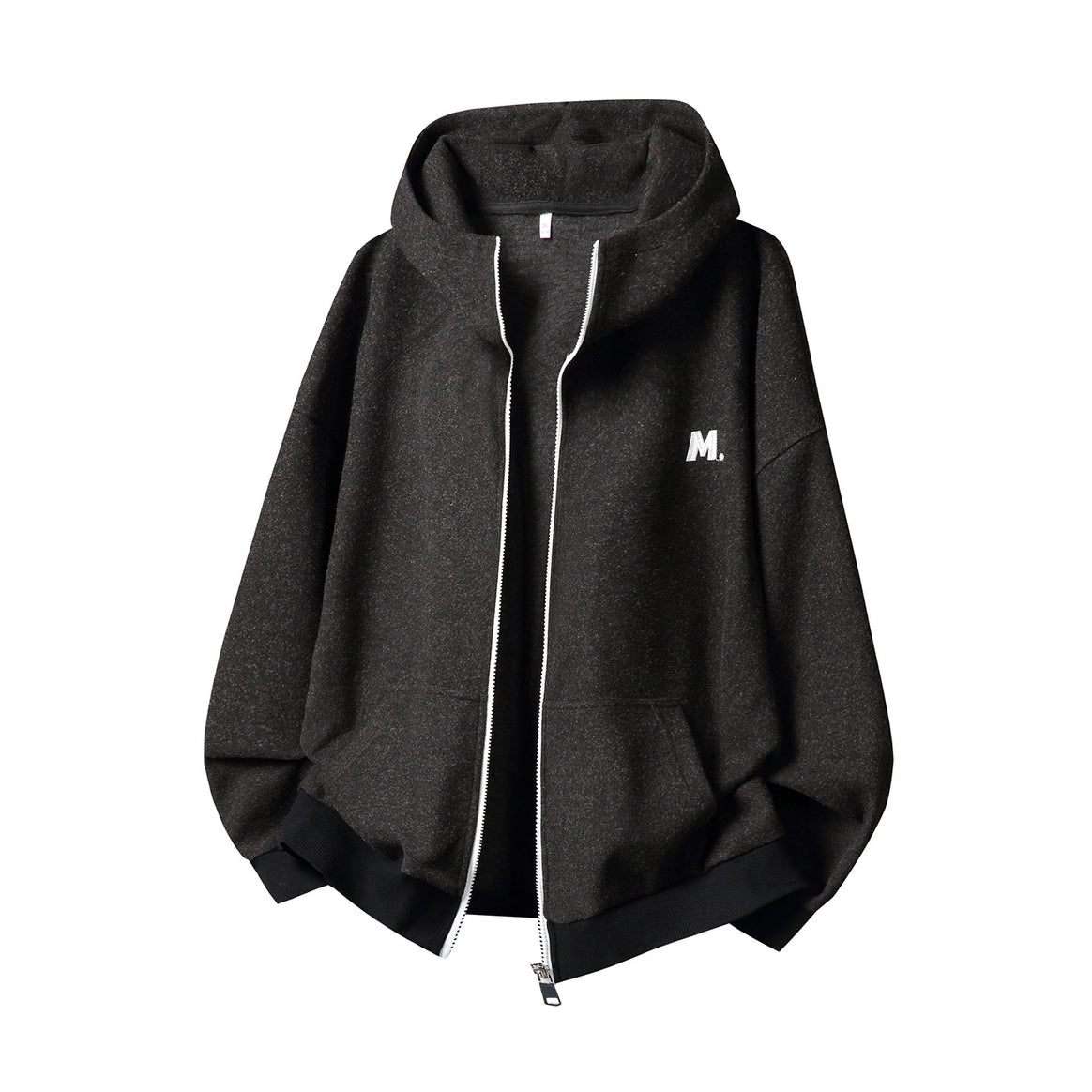 Unisex Oversize Hoodie Sweatjacke with all-over zipper and minimalist chest embroidery Mune Fashion