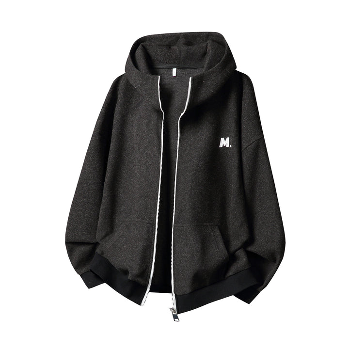 Unisex Oversize Hoodie Sweatjacke with all-over zipper and minimalist chest embroidery Mune Fashion
