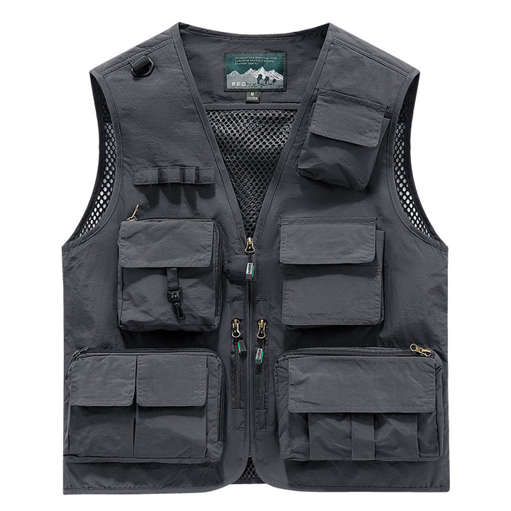 Men's Multifunctional Outdoor Utility Vest with Mesh Lining and Numerous Pockets Mune Fashion