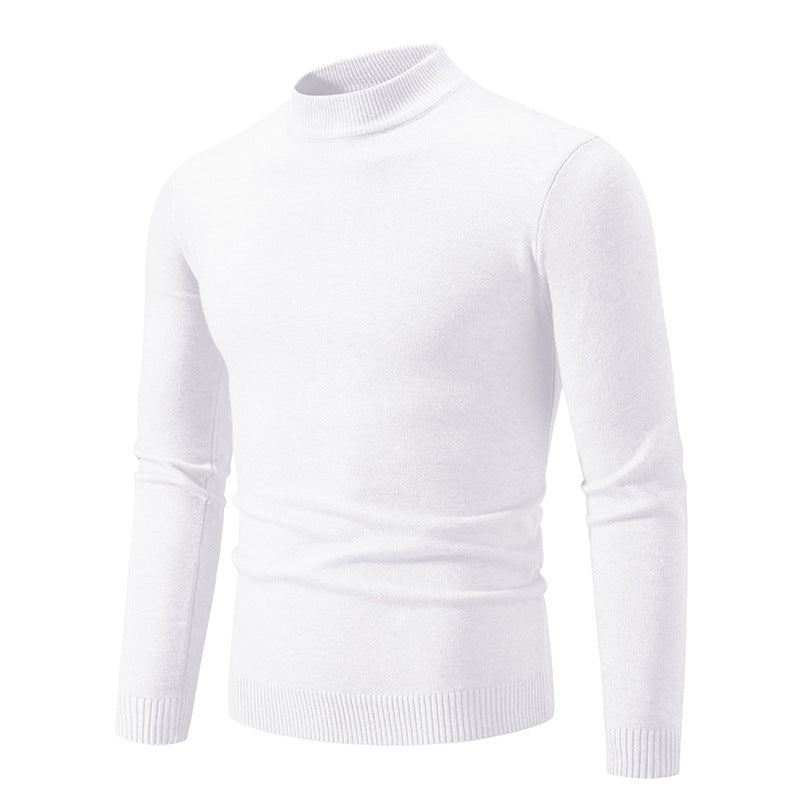 Men's Slim Fit Fine Knit Mock Neck Sweater with Ribbed Collar and Hem Mune Fashion